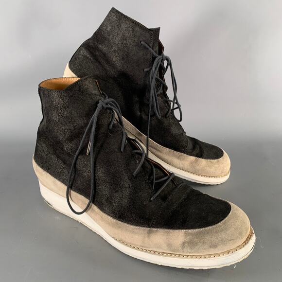 A MCDONALD Size 11 Black Grey Color Block Suede Lace Up Boots main image 6